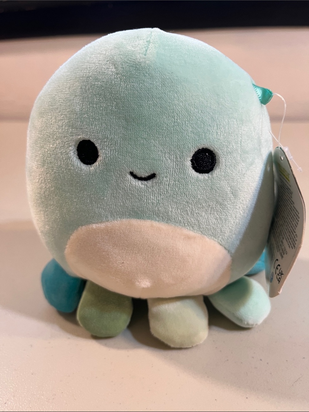 Kellytoy Soft Mint Green Octopus Plush with Cream Belly